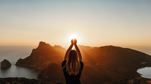 Spiritual moment at sunset